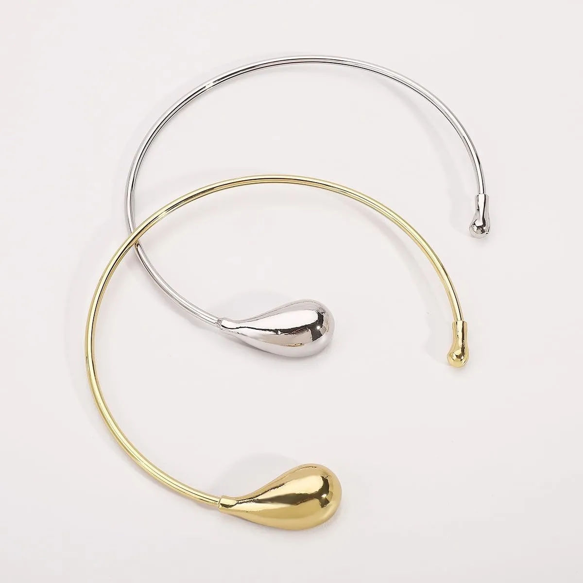 Women's Metallic Oversized Teardrop Big Pearl Irregular Ball Thin Choker 18K Gold Plated Tribal Vintage Boho Vacation Party Statement Necklace Fashion Costume Jewelry