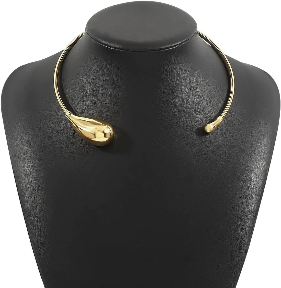 Women's Metallic Oversized Teardrop Big Pearl Irregular Ball Thin Choker 18K Gold Plated Tribal Vintage Boho Vacation Party Statement Necklace Fashion Costume Jewelry