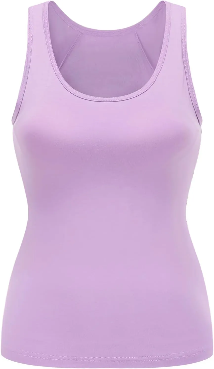 Womens Modal Built-in Bra Padded Camisole Yoga Tanks Tops