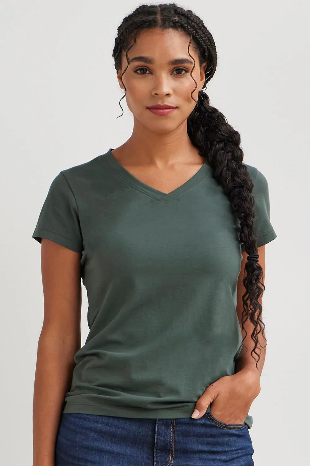 Women's Organic Pima Cotton Short Sleeve V-Neck T-Shirt