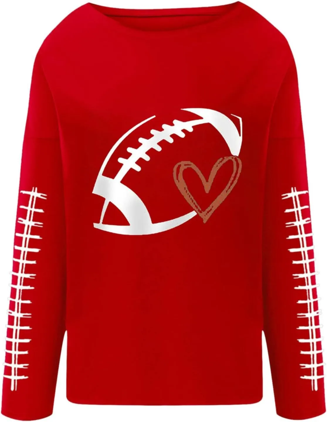 Womens Oversized Sweatshirts Funny Letter Rugby Print Drop Shoulder Pullovers Crewneck Long Sleeve Lightweight Blouse