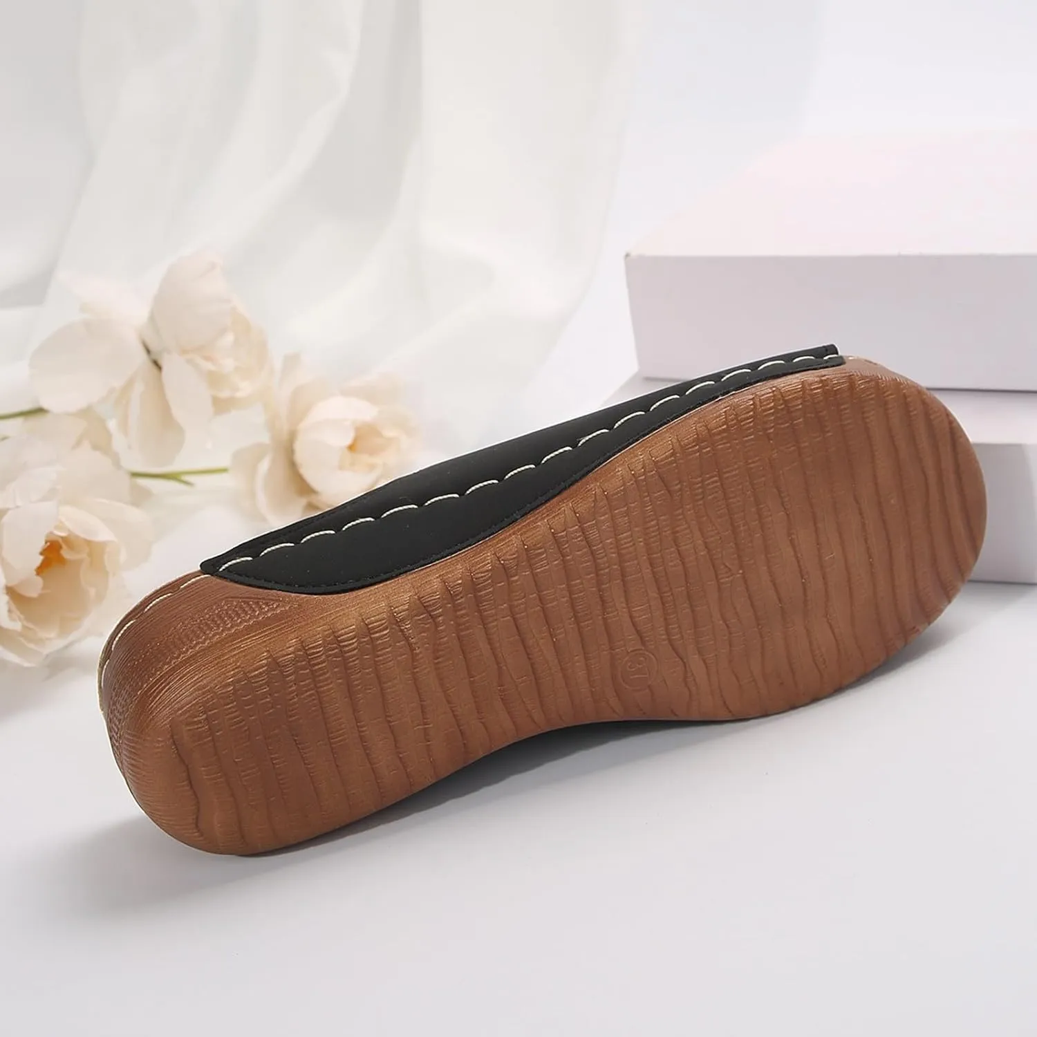 Womens Sandals Comfortable Orthopedic Arch Support All Day Walking Open Toe Pu Leather Slip On Platform Wedge Sandals