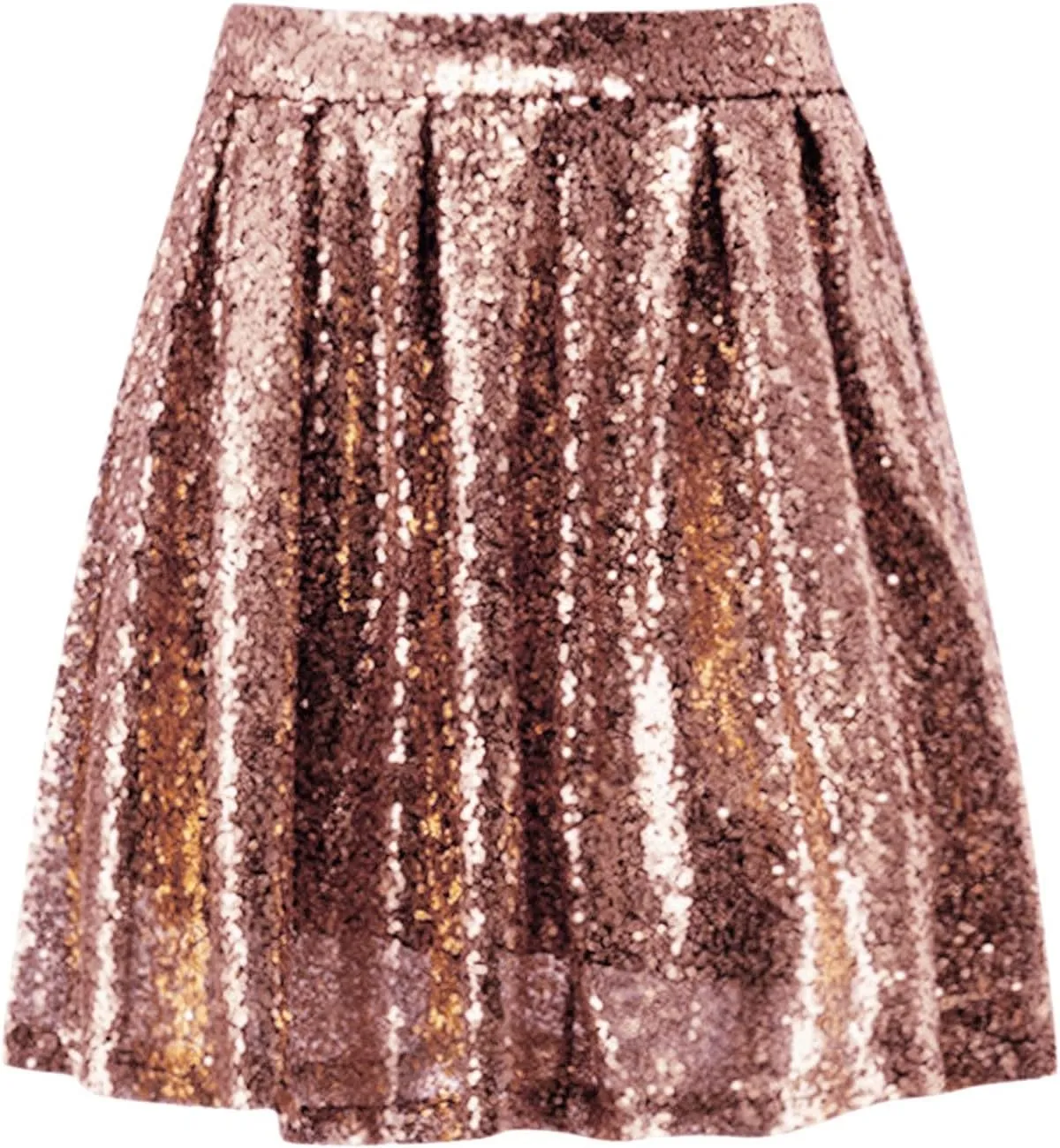 Women's Sequin Mini Skirt Sparkly High Waist Lined Layered Flared Pleated Glitter Night Out Party Short Skirts
