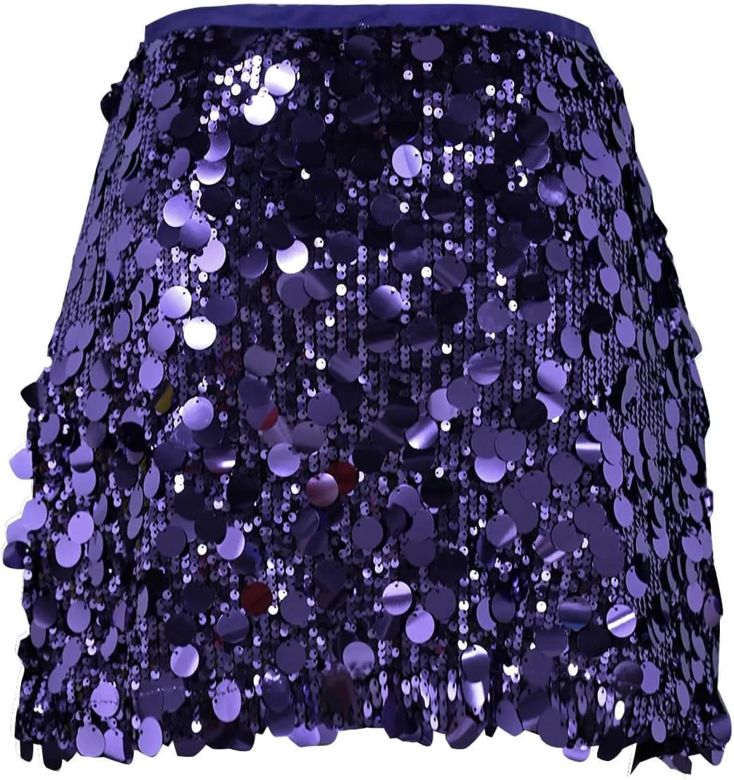 Women's Sequin Skirts Shiny Sparkly Mini Bodycon Skirts Holiday Party Outfits Night Out Dance Club Rave Costume