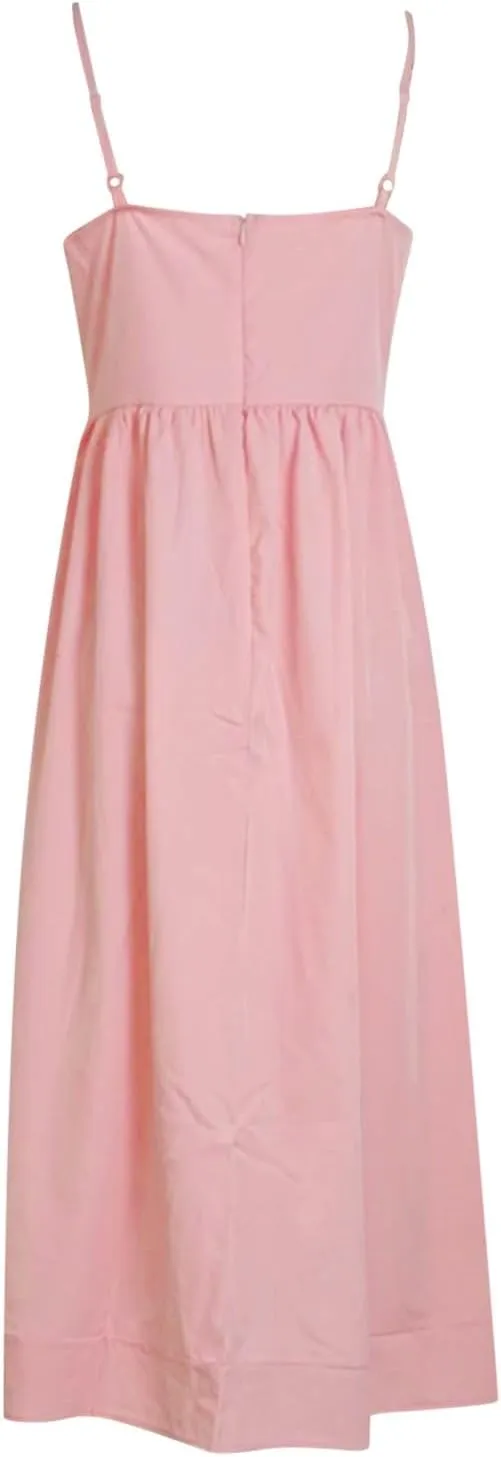 Women's Sexy Low Cut Spaghetti Strap Long Dresses Casual Sleeveless Trendy Slimd Midi Dress Square Neck Bustier Dress