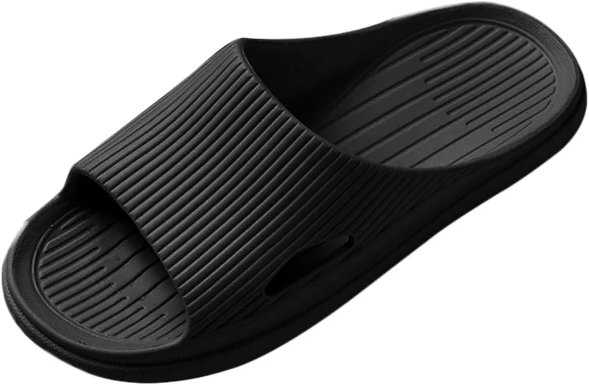 Women's Shower Slipper Non-Slip Bathroom House Slippers Comfortable Slip On Beach Sandals Open Toe Flat Sandals