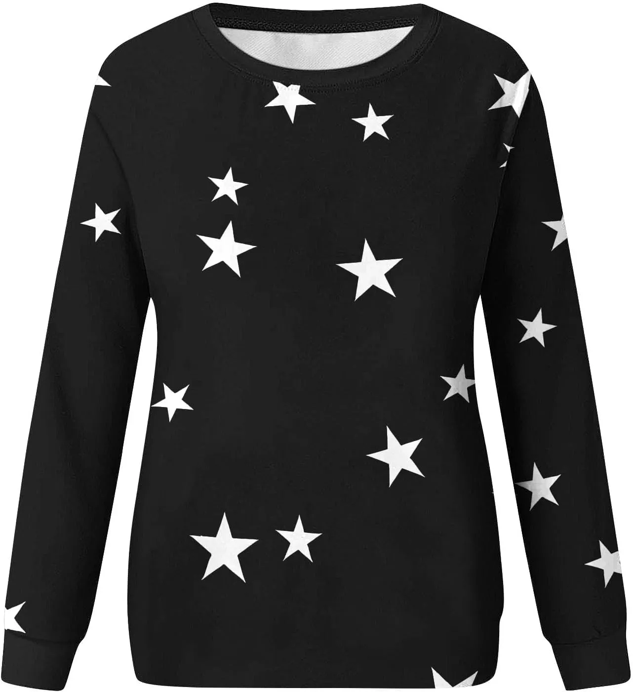 Women's Star Crewneck Sweatshirt Casual Long Sleeve Pullover Loose Comfy Sweater Fall Oversized Top Leisure Resort