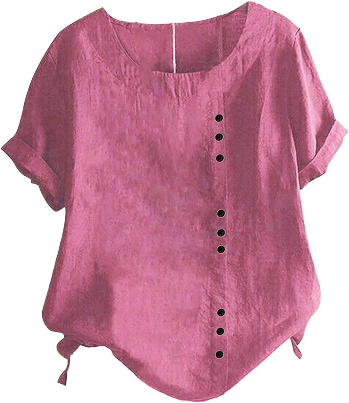 Women's Summer Embroidered T Shirts Casual Cotton Linen Blouse Short Sleeve Round Neck Tops Oversized Boho Tees