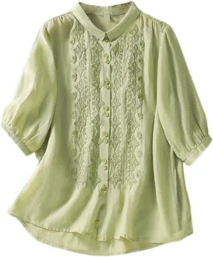 Women's Summer Shirts Polka Dot Printed Cotton Linen Sleeveless Round Neck Tops Button Loose Casual Ladies Blouse