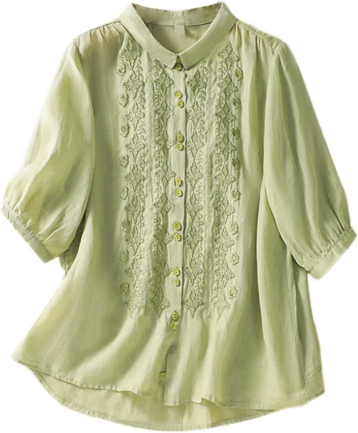 Women's Summer Shirts Polka Dot Printed Cotton Linen Sleeveless Round Neck Tops Button Loose Casual Ladies Blouse