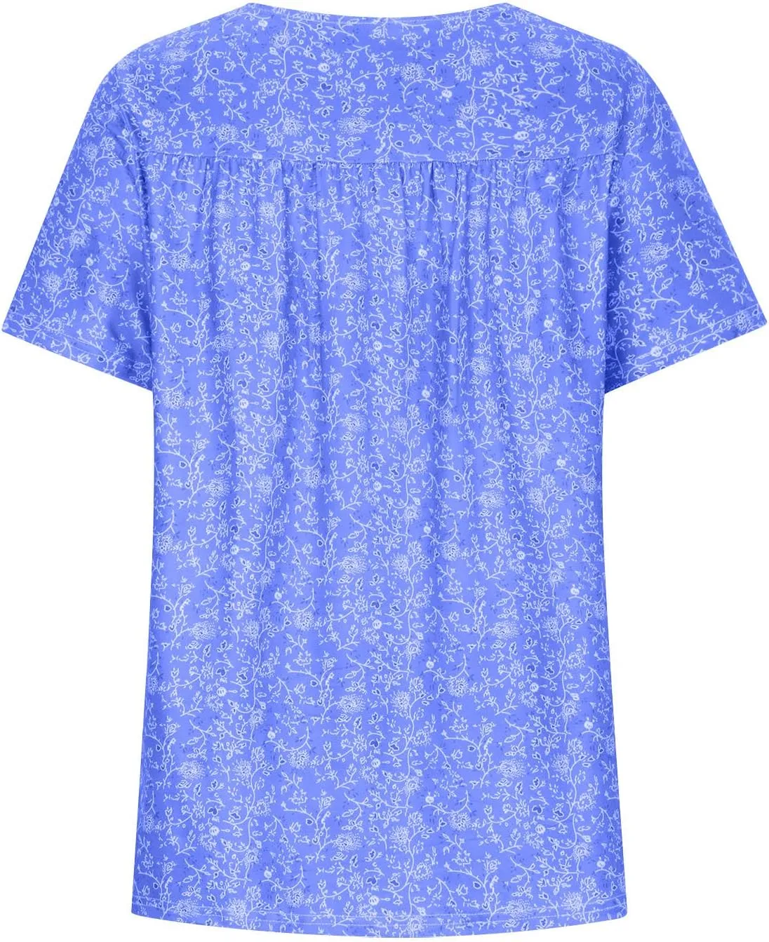 Womens Summer Tops Short Sleeve Floral Shirts Casual Boho V Neck Tshirts Hide Belly Fat Vacation Tunic Dressy Blouses