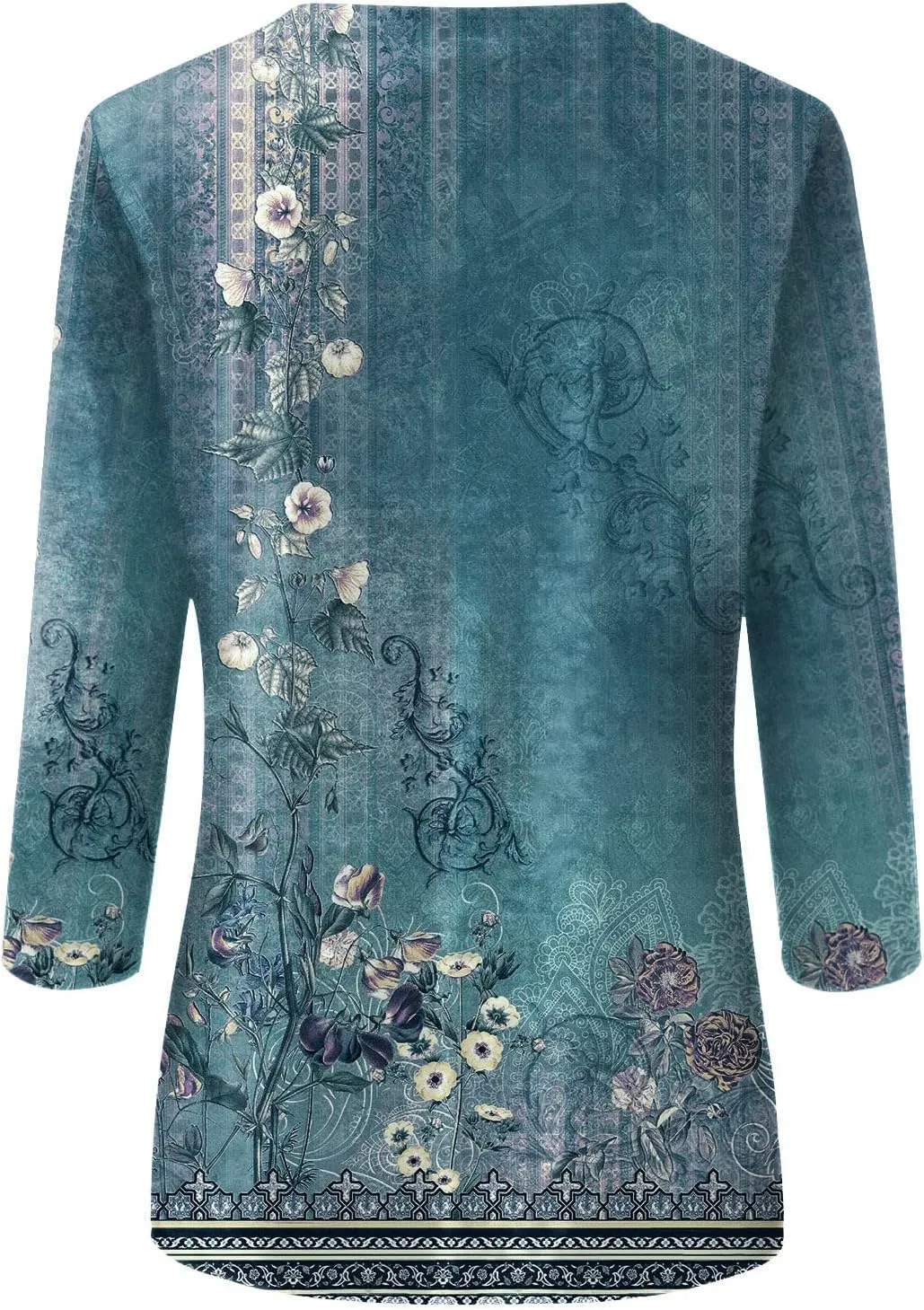 Womens Tops 3/4 Sleeve Crewneck Cute Shirts 2024 Casual Print Trendy Tops Length T Shirt Summer Pullover