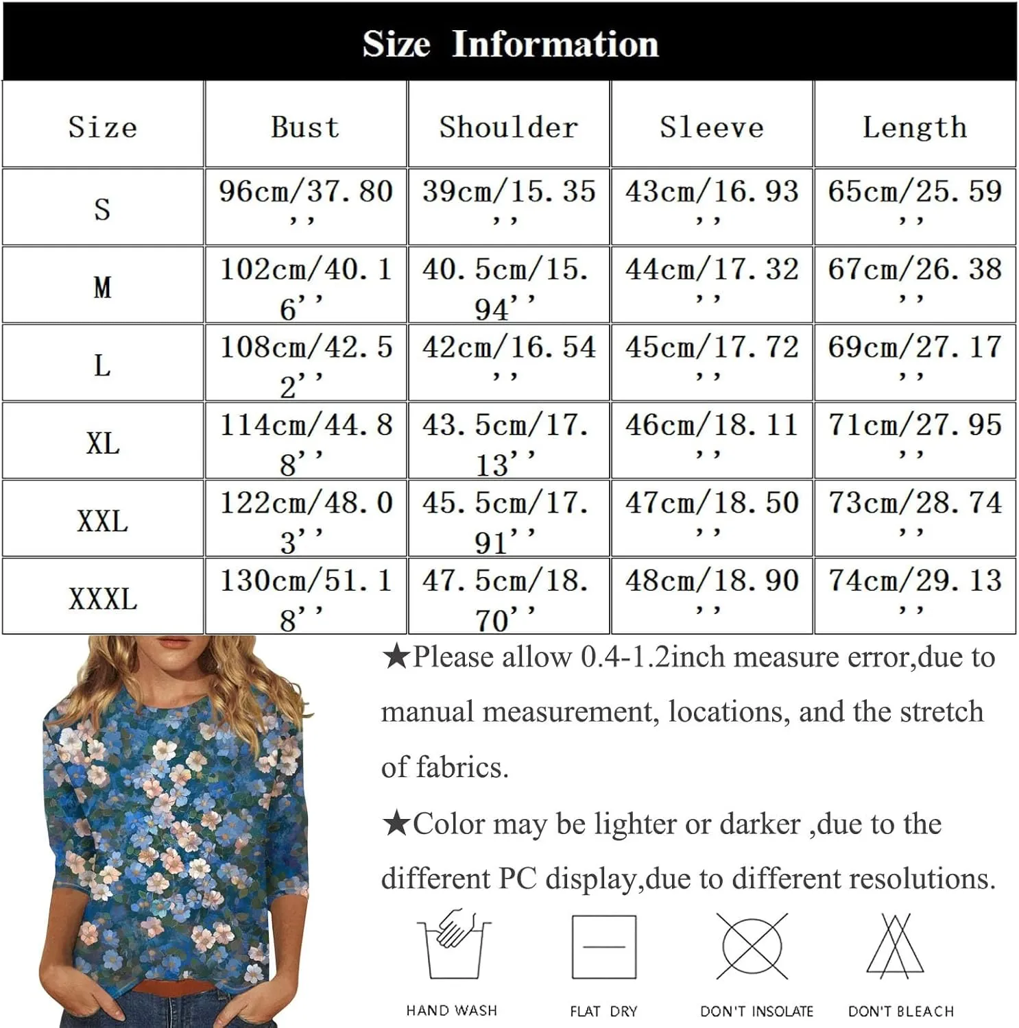 Women's Tops 3/4 Sleeve Plus Size Summer Outfits Trendy Round Neck Loose Casual Tshirts Summer Fashion Graphic Tees