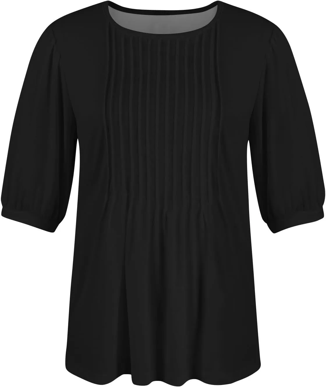 Womens Tops Petal Short Sleeve Summer Casual Crew Neck Shirts Floral Solid Blouse Pleated Tunics