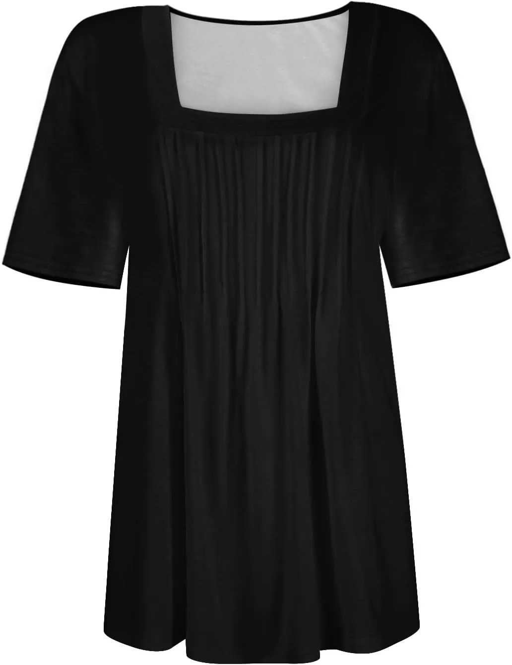 Womens Tops Petal Short Sleeve Summer Casual Crew Neck Shirts Floral Solid Blouse Pleated Tunics