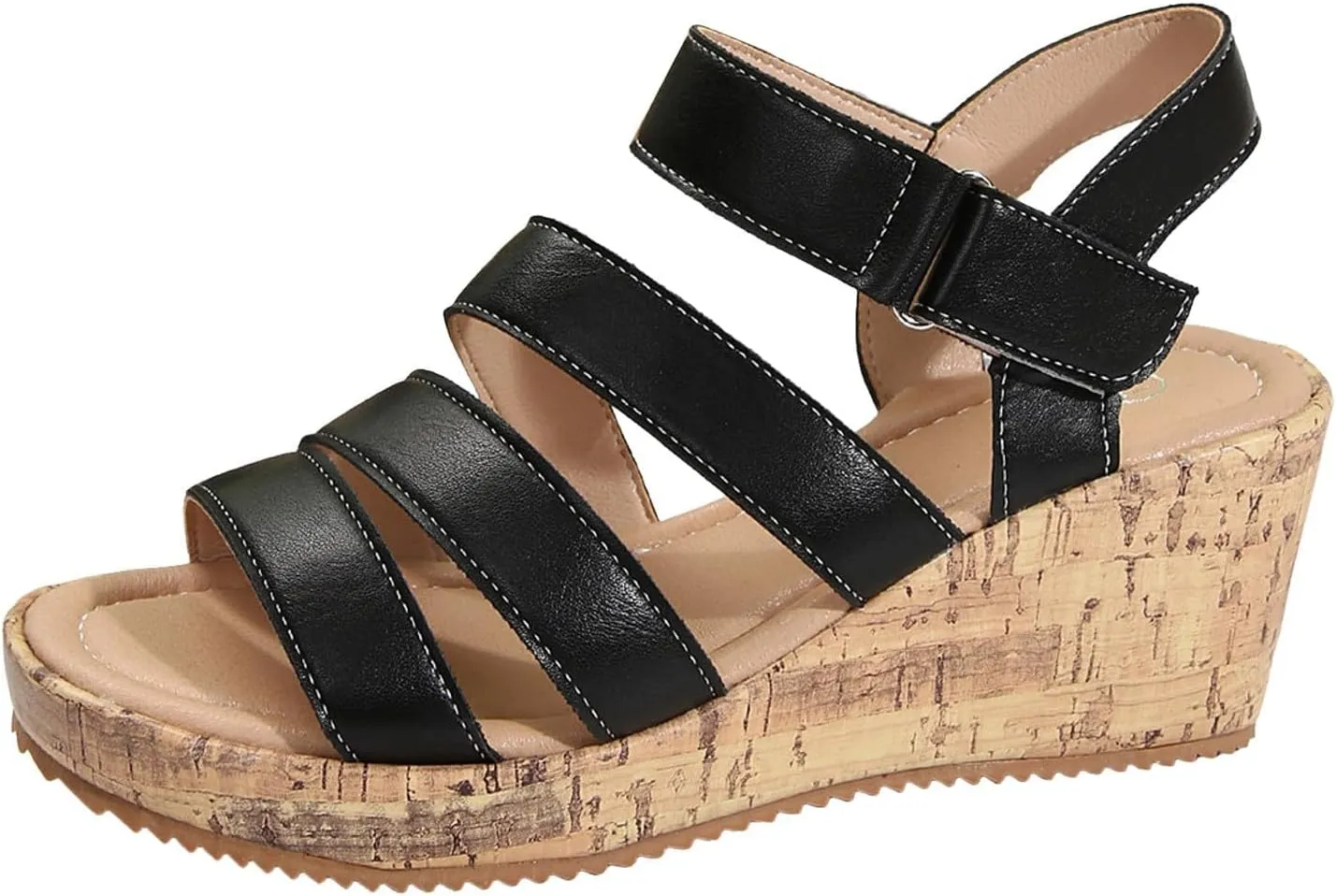 Womens Wedge Sandals Comfortable, High Wedge Heel Sandal, Open Toe Ankle Strap Summer Shoes, Breathable Wedges, Wide Width Hollow Out Dress Shoes