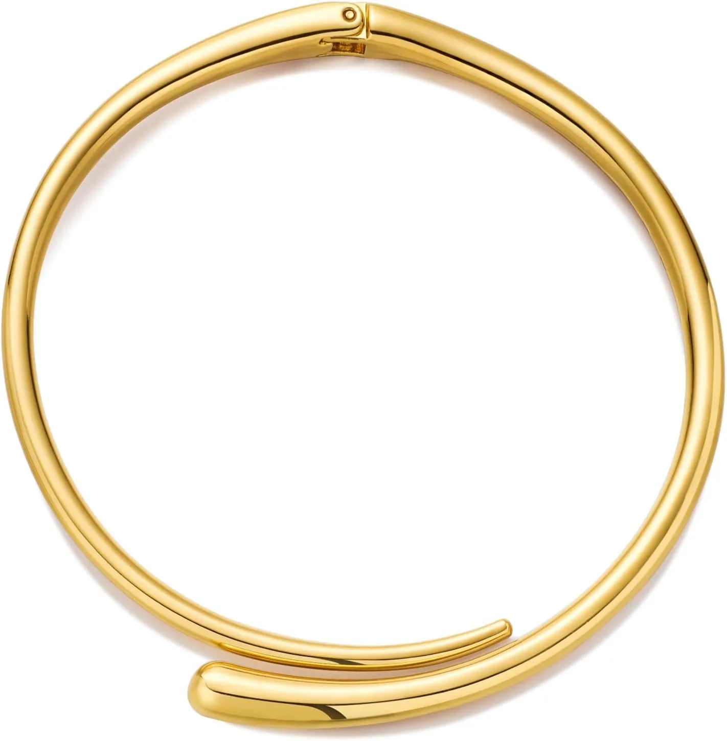 WOWORAMA Chunky Choker Collar Necklace for Women Gold Silver Teardrop Choker Necklace Spring Open Cuff Necklace Metal Statement Necklace