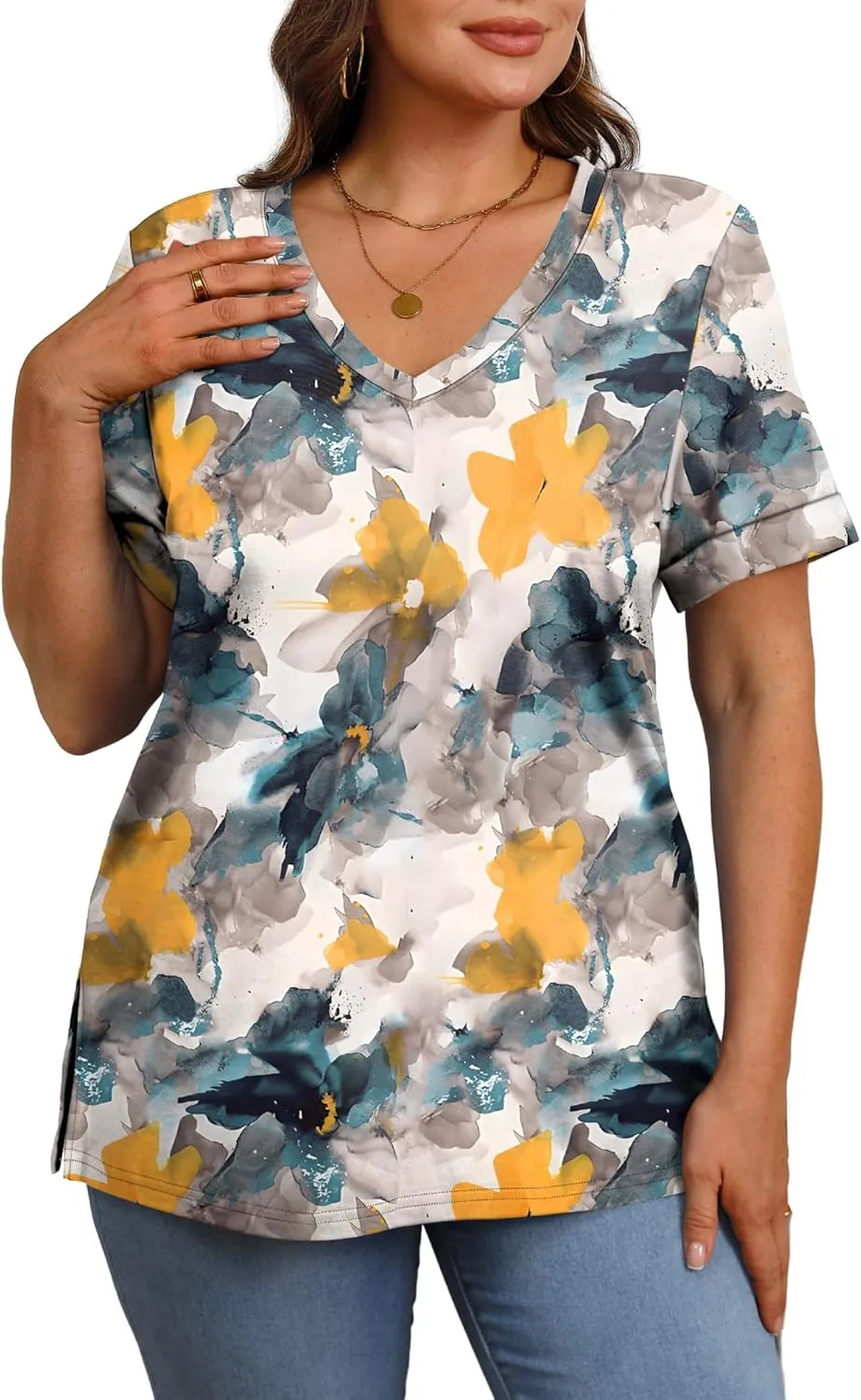XIEERDUO Womens Summer Tops Short Sleeve Shirts Trendy V Neck T Shirts for Women Casual Tops