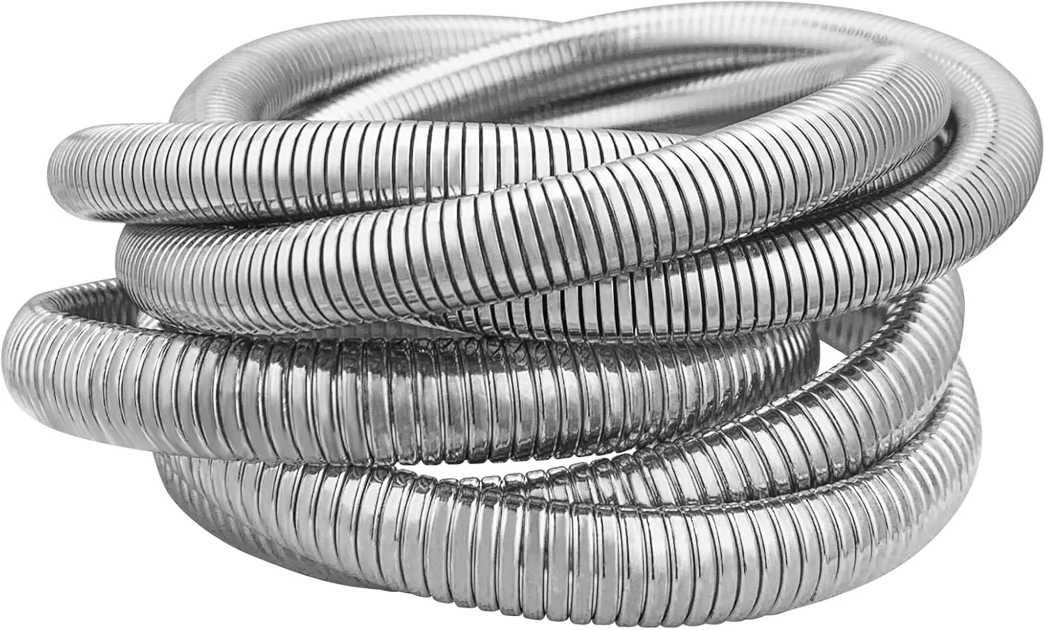 YBMYCM 5PCS Gold Bangles Bracelets for Women Chunky Stretch Bracelet Set Stainless Steel Chain Flexible Wide Wristband Bangle Stackable Layered Bracelets Gift Jewelry
