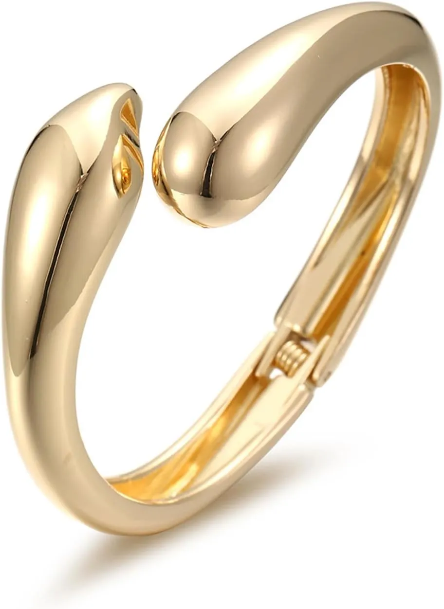 YBMYCM Wide Cuff Chunky Gold Bracelets for Women Open Cuff Bangles Bling Rhinestone Wrist Cuff Bracelets for Women as Gifts