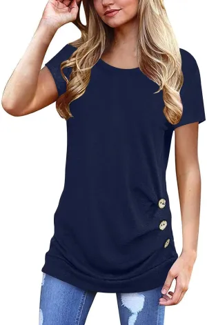 Yincro Womens Short Sleeve Tunic Tops Summer Casual Crewneck Tshirt Blouses