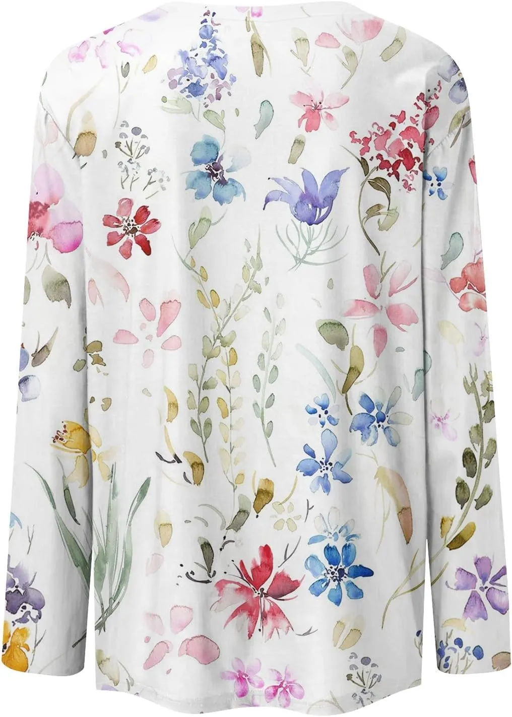 ZEFOTIM Women Long Sleeve Tops 2024 Fall Fitted Flowy Floral/Geometric Crewneck Blouses Loose Fit Cute Tunic Tshirts