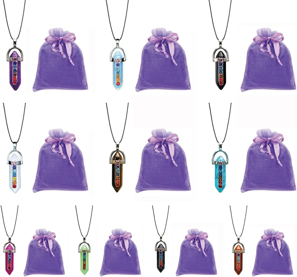Zenkeeper Hexagonal Natural Crystal Pendant - Pointed Quartz Stone Drop/Heart Shape Healing Stone for DIY Necklace Jewelry Making