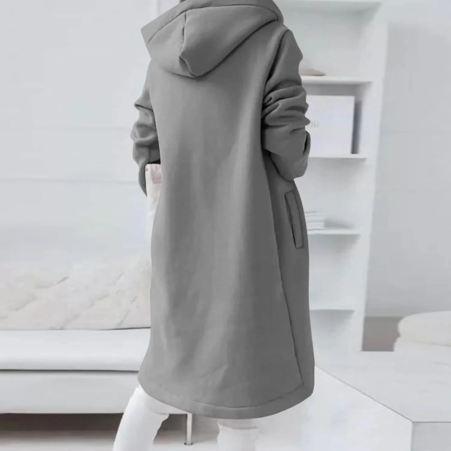 Zip Up Hoodie for Women Cute Trendy Drawstring Oversized Hooded Sweatshirts Long Sleeve Irregular Hem Jacket Coats