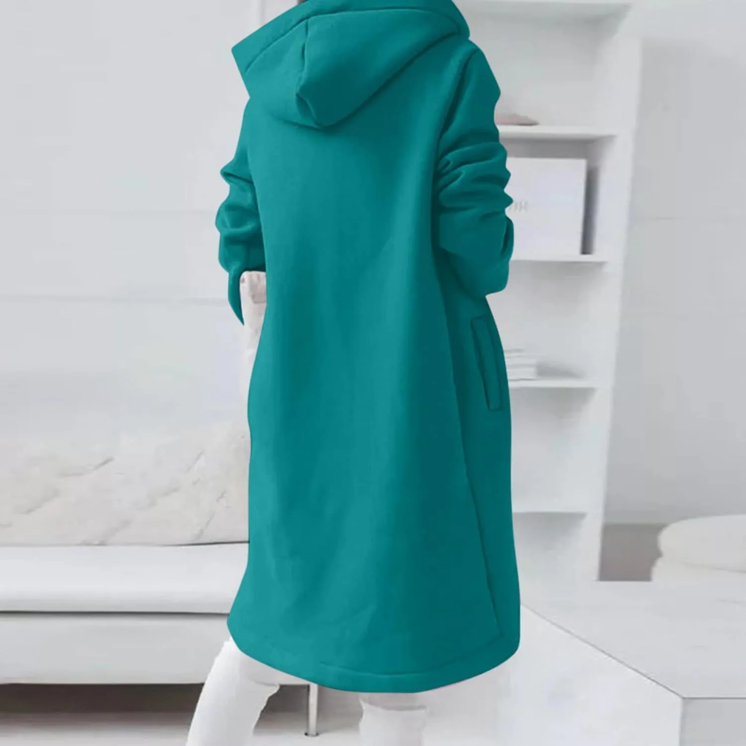 Zip Up Hoodie for Women Cute Trendy Drawstring Oversized Hooded Sweatshirts Long Sleeve Irregular Hem Jacket Coats