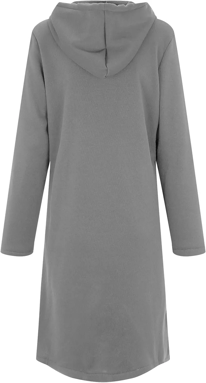 Zip Up Hoodie for Women Cute Trendy Drawstring Oversized Hooded Sweatshirts Long Sleeve Irregular Hem Jacket Coats