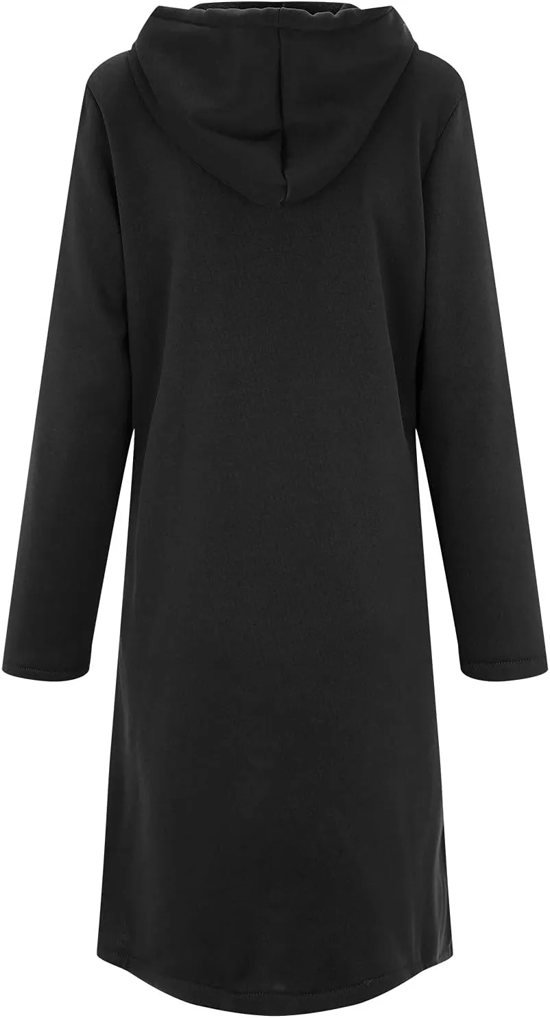 Zip Up Hoodie for Women Cute Trendy Drawstring Oversized Hooded Sweatshirts Long Sleeve Irregular Hem Jacket Coats