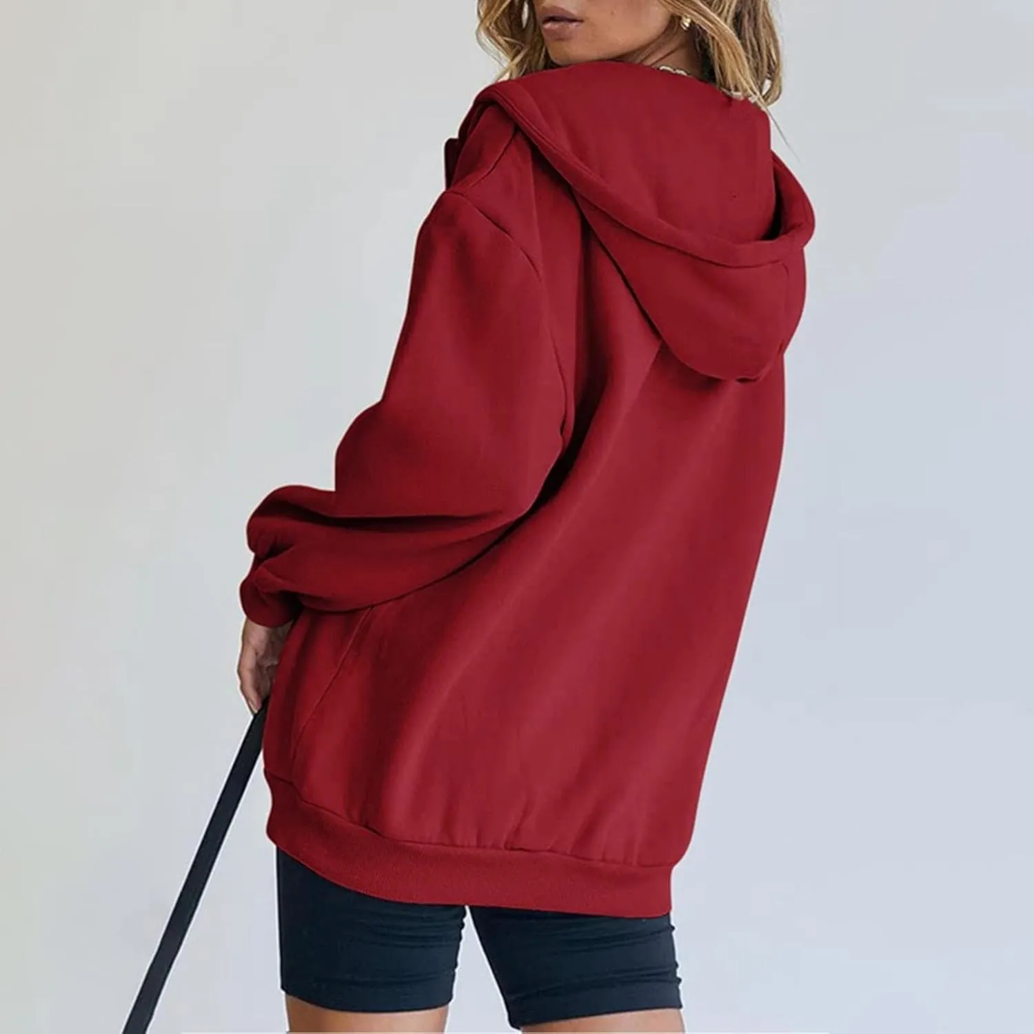 Zip Up Hoodie Women Y2K Long Sleeve Oversized Sweatshirts Lightweight Fleece Jacket Cute 2024 Fall Fashion Clothes