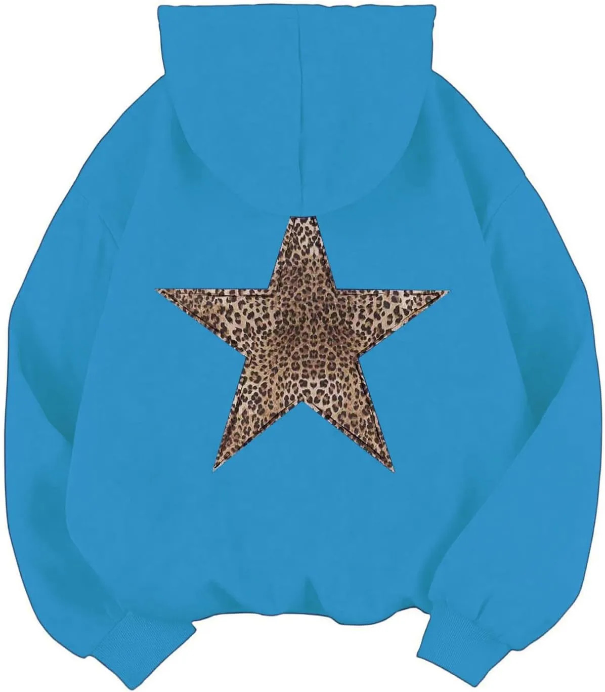 ZWRXW Oversized Graphic Hoodie Sweatshirt for Women Leopard Star Long Sleeve Pullover Sweater Fashion Y2K Outfits Tops